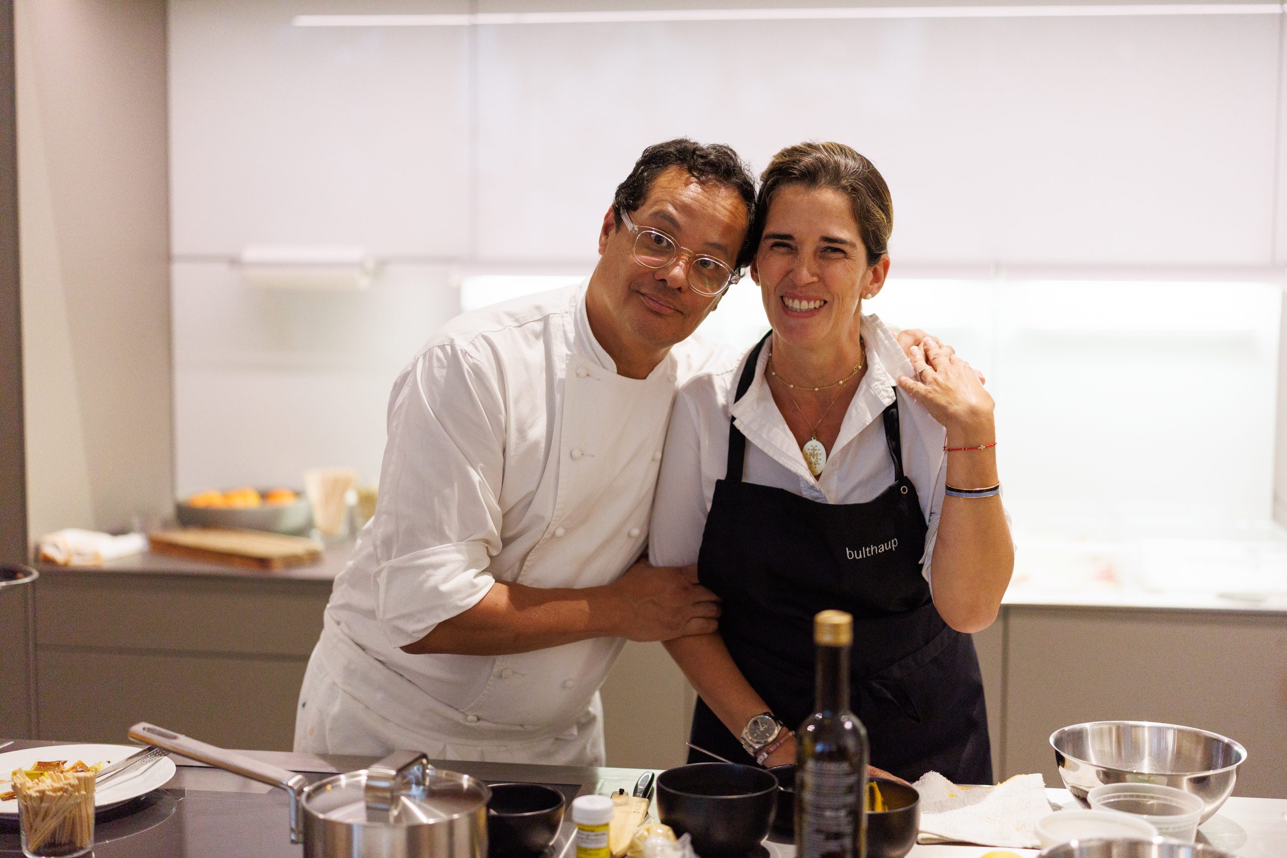 bulthaup Miami showroom with chefs in bulthaup b3 kitchen.